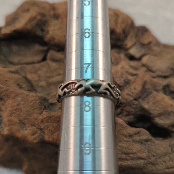 Vintage Native American Lizard Sterling Silver Band Ring Size 7.5 Stamped - Picture 4 of 6